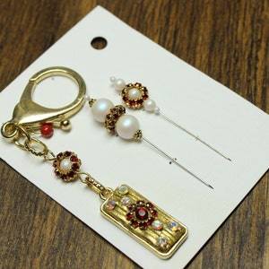 Handmade Scissor fob and pins with Swarovski crystals/pearls