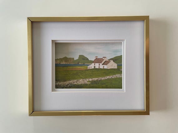 Irish Coastal Cottage Scene 5x7 Art Print, Print of Original Oil Painting on Thick Linen Paper