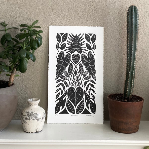 AUTUMN - Handmade Linocut Block Print | Original | Hand Printed | Limited Edition | Nature Art