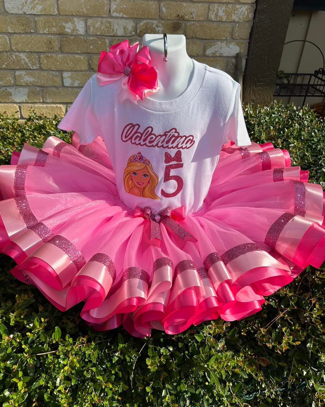 Barbie Birthday Ribbon Trimmed Outfit Tutu Set