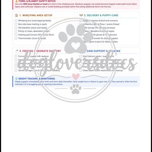 Lista de suministros para la parición de perros/cachorros
