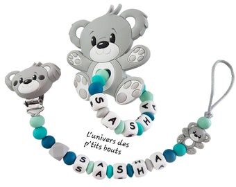 Personalized teddy bear silicone pacifier and/or rattle attachment