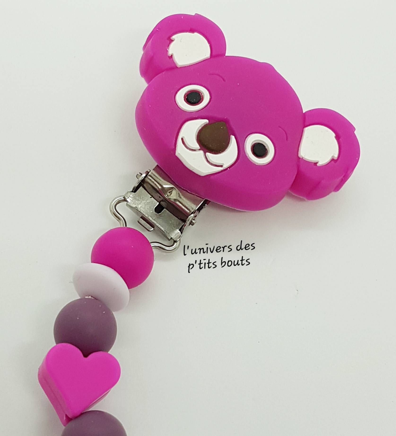 Attache tétine personnalisé en silicone - koala rose ou bleu