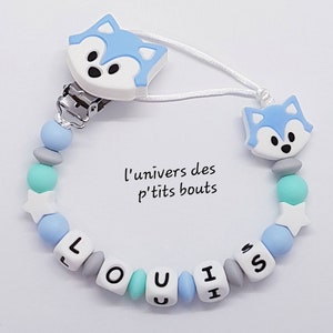 Personalized pacifier clip - fox