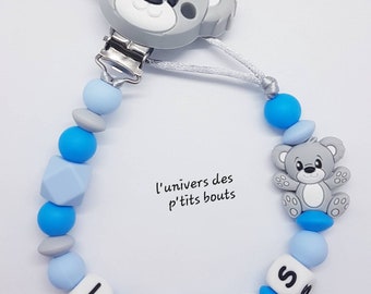 Personalized teddy bear silicone pacifier clip