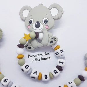 Attache tétine personnalisé et/ou hochet personnalisé silicone koala image 4