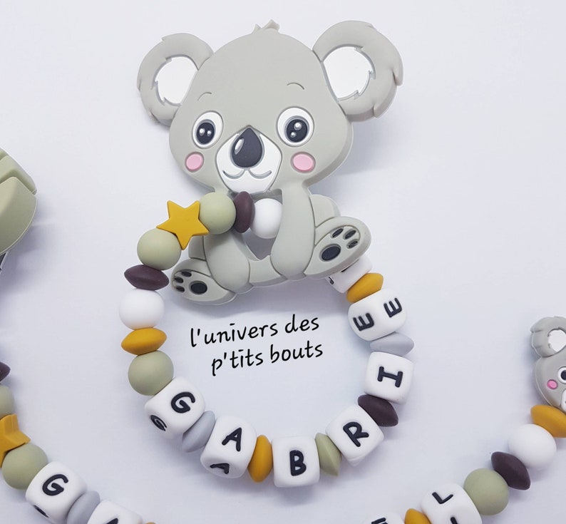 Attache tétine personnalisé et/ou hochet personnalisé silicone koala image 4