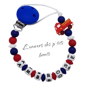 Personalized silicone pacifier clip - firefighter