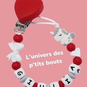 Personalized silicone pacifier clip - unicorn