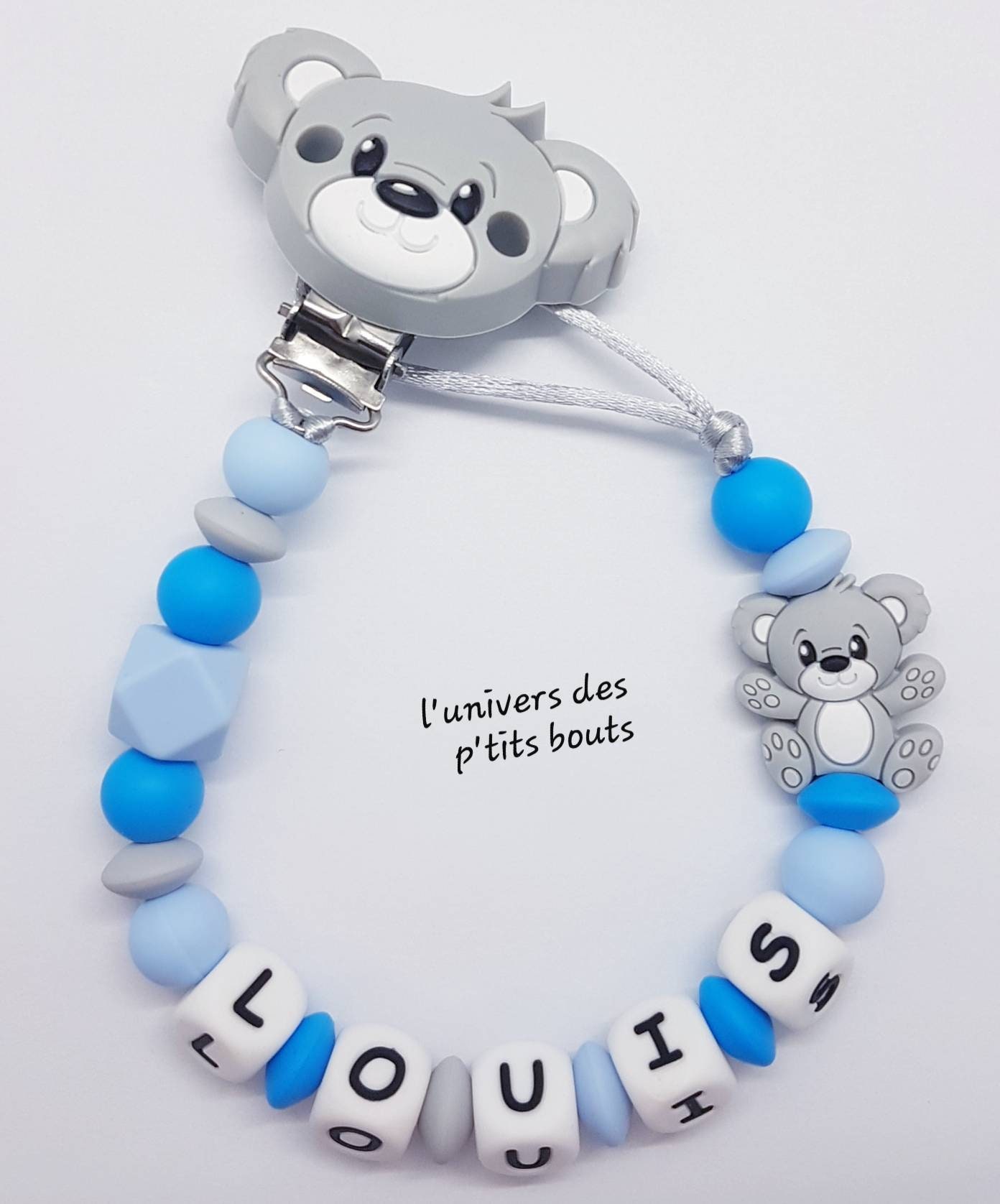 Doudou Bebe Yolnkos Attache Sucette Nom Personnalisé Prenom Teddy