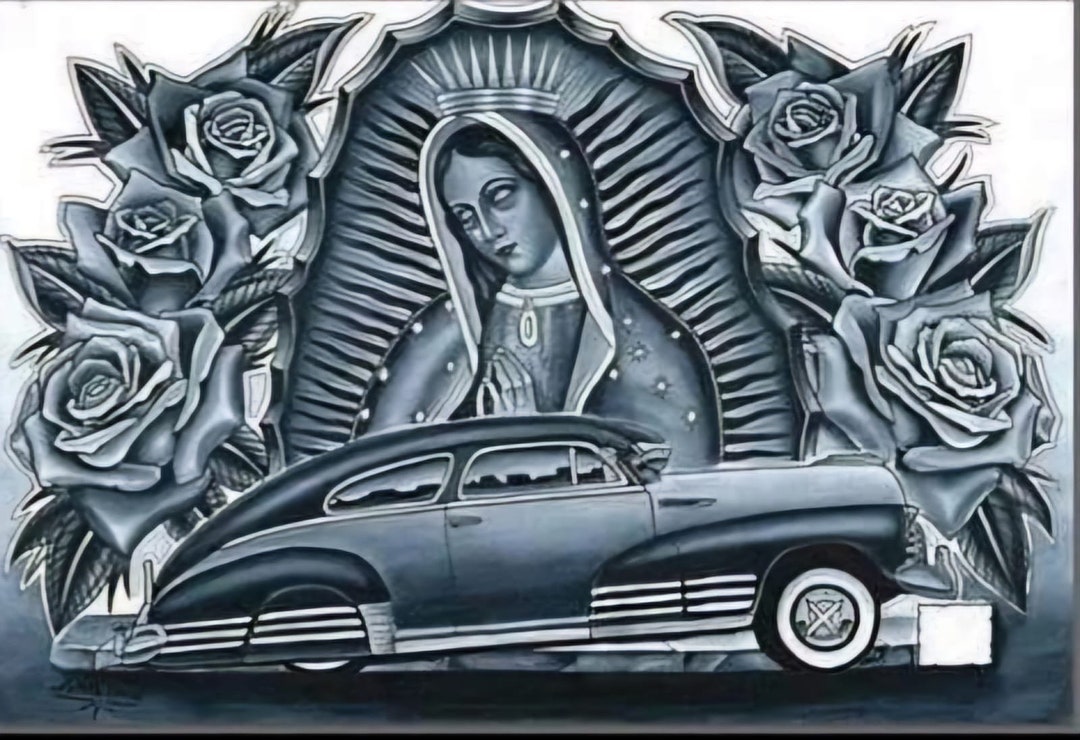 Lowrider W Virgin Mary Background Art Poster Etsy Il 1080xN.6214588421 Nfzw