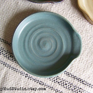 Handmade Pottery Spoonrest Wheel Thrown Stoneware Pottery Blue Spoon Rest Ceramic Rustic Pottery Natural Spoon Rest Rustic Blue Pottery