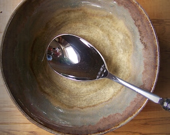 Handmade Serving Bowl Wheel Thrown Pottery Bowl Serving Bowl Rustic Decor Earthtones Serving Bowl Wheelthrown Pottery  Bowl Cabin Decor