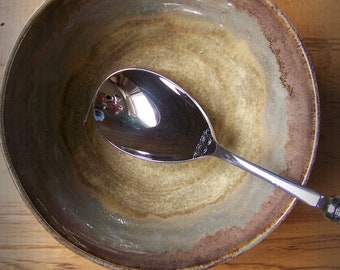 Handmade Serving Bowl Wheel Thrown Pottery Bowl Serving Bowl Rustic Decor Earthtones Serving Bowl Wheelthrown Pottery  Bowl Cabin Decor
