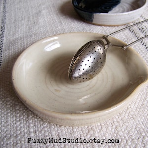 Handmade Pottery Spoonrest Wheel Thrown Stoneware Pottery White Spoon Rest Ceramic Rustic Pottery Natural Spoon Rest Rustic White Pottery