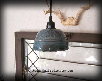 Handmade Pottery Pendant Light Set Vintage Style Handmade Hanging Light Globe Ceramic Edison Light Globe Hanging Light Vintage Cloth  Cord
