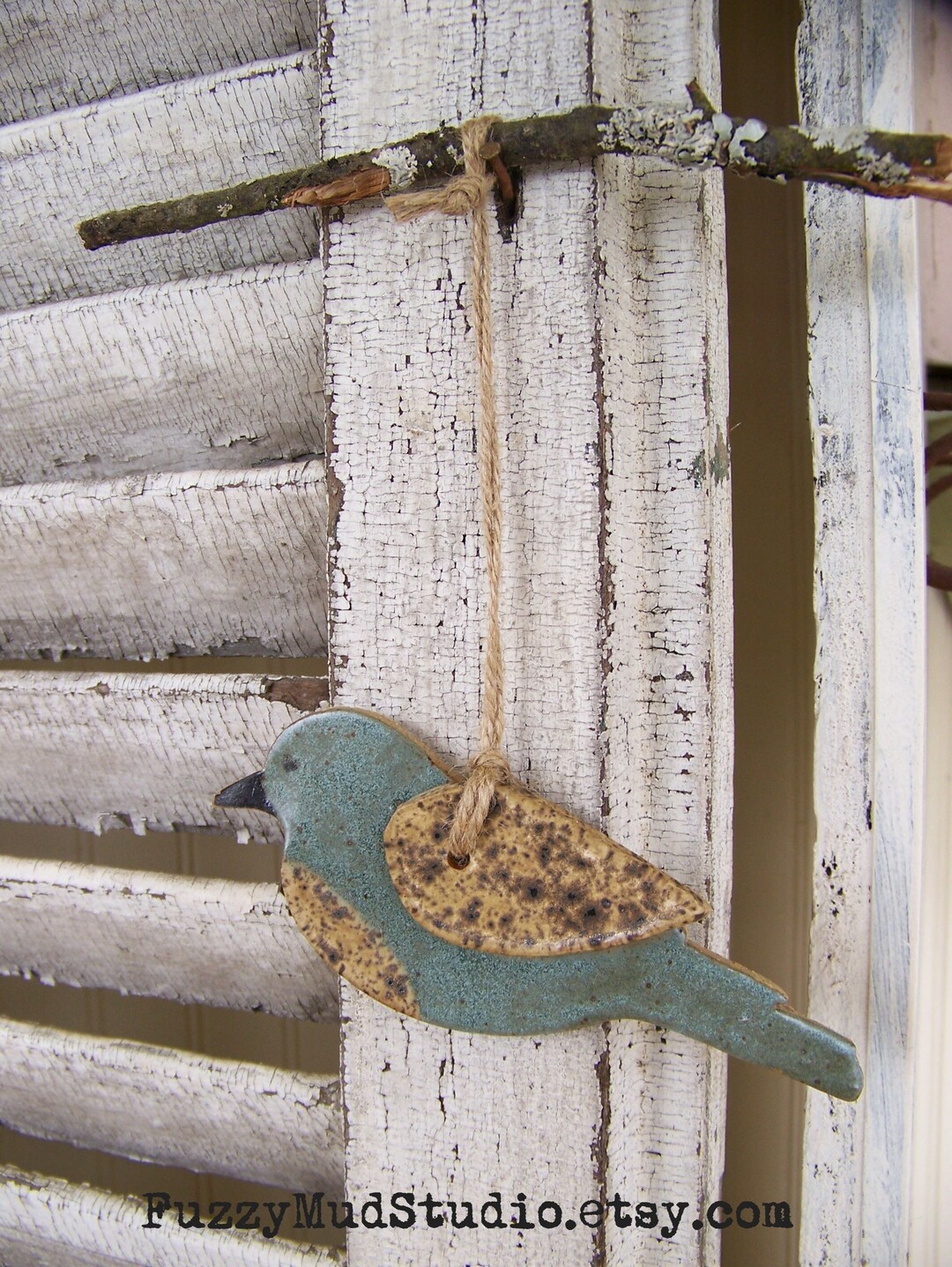 Handmade Pottery Ceramic Bird Wall Hanging Wall Decor Bird Lover