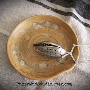 Handmade Pottery Spoonrest Wheel Thrown Stoneware Pottery Gold Yellow Spoon Rest Ceramic Rustic Pottery Spoon Rest Rustic Gold Pottery