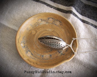 Handmade Pottery Spoonrest Wheel Thrown Stoneware Pottery Gold Yellow Spoon Rest Ceramic Rustic Pottery Spoon Rest Rustic Gold Pottery
