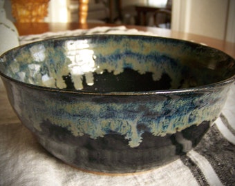 Handmade Serving Bowl Wheel Thrown Pottery Bowl Serving Bowl Rustic Decor Black Pottery Serving Bowl Wheelthrown Pottery  Bowl