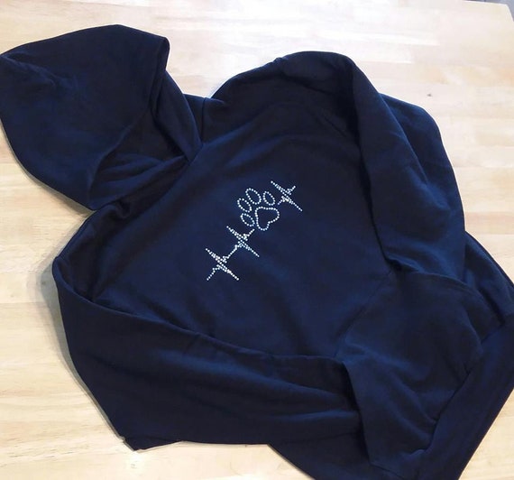 dog paw heartbeat hoodie