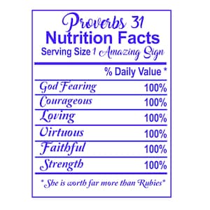 Proverbs 31 Nutrition Facts SVG PNG JPEG Silhouette Cricut Cutter Christian Woman Woman of God Gift for Her Virtuous Woman