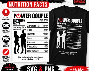 Power Couple Nutrition Facts SVG, Husband Wife Anniversary