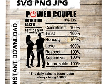 Información nutricional SVG de Power Couple, regalo de San Valentín (descarga digital)