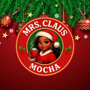 Pacchetto PNG con logo del caffè natalizio / Clipart di personaggi delle feste (download immediato)