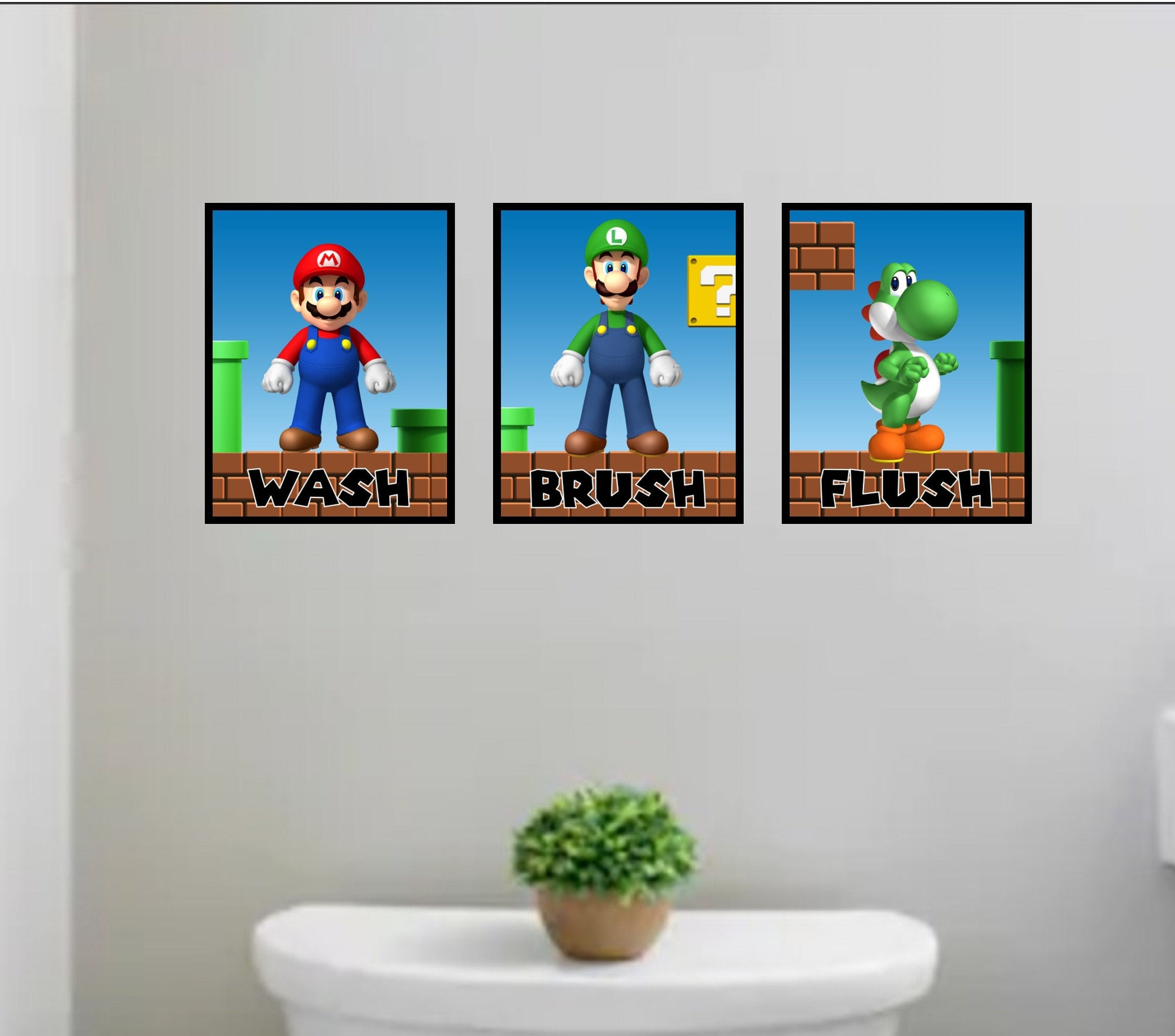 Wash Brush Flush Printable Bathroom Wall Art - Etsy
