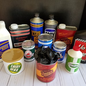 Race car oil can labels party printable décor