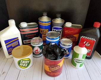 Etichette per lattine di olio per auto da corsa, decorazioni stampabili per feste