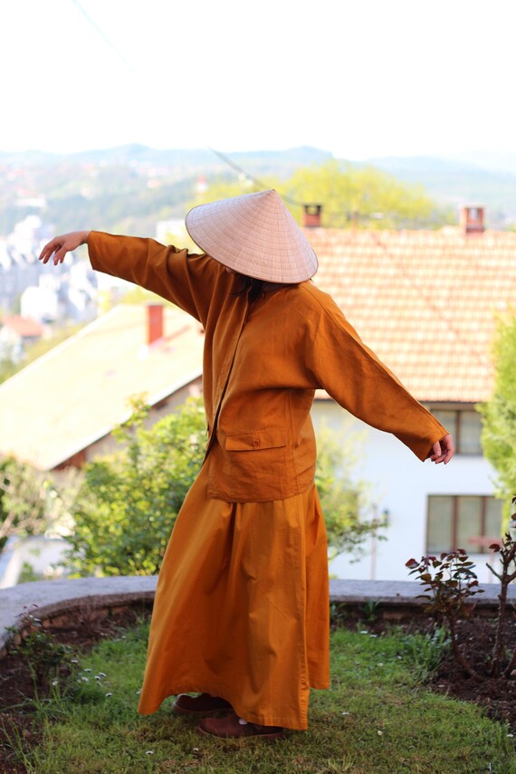 Vintage MARELLA orange linen minimalist jacket Des