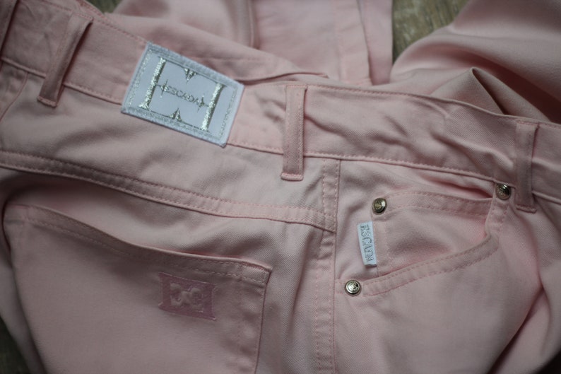 Vintage Escada pants high waist straight leg Light pink color Cotton trousers Escada Margaretha Ley pastel pink color image 9