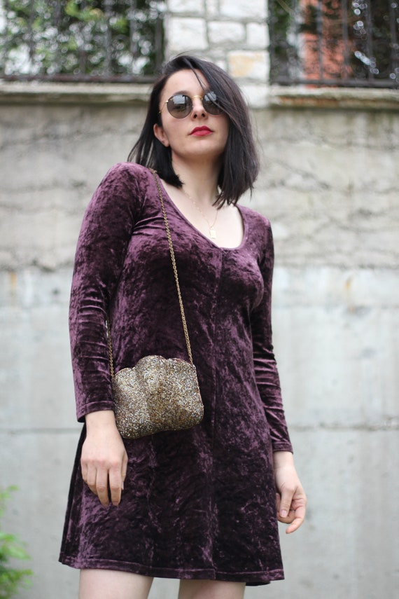 90s Velvet Grunge Mini Dress Heavy 