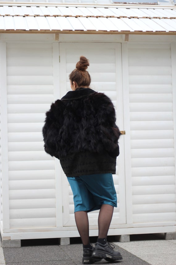 Vintage Fur shearling bomber jacket Glam rock sty… - image 5