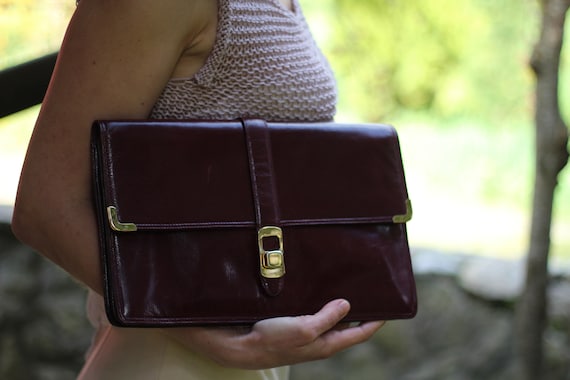 Vintage Leather Burgundy Bag Shoulder/crossbody/top Handle 