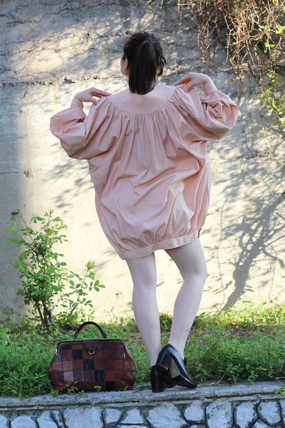 Vintage 70s bohemian tunic dress peachy color Rich