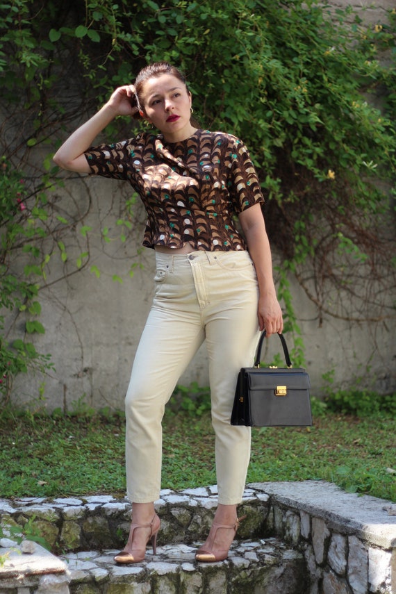 90s Versace Jeans cotton pants Couture High Waist Cropped Leg