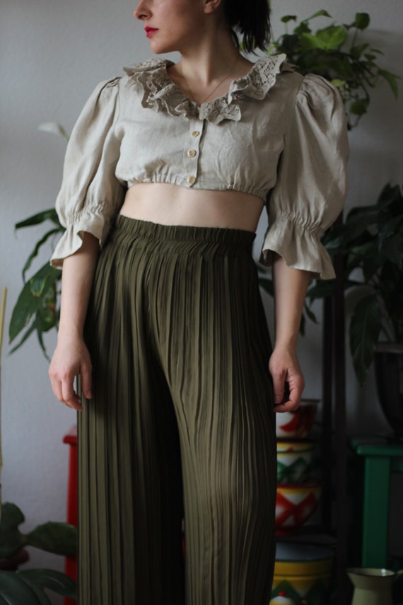 Vintage Austrian crop top Puff sleeves Hand croch… - image 6