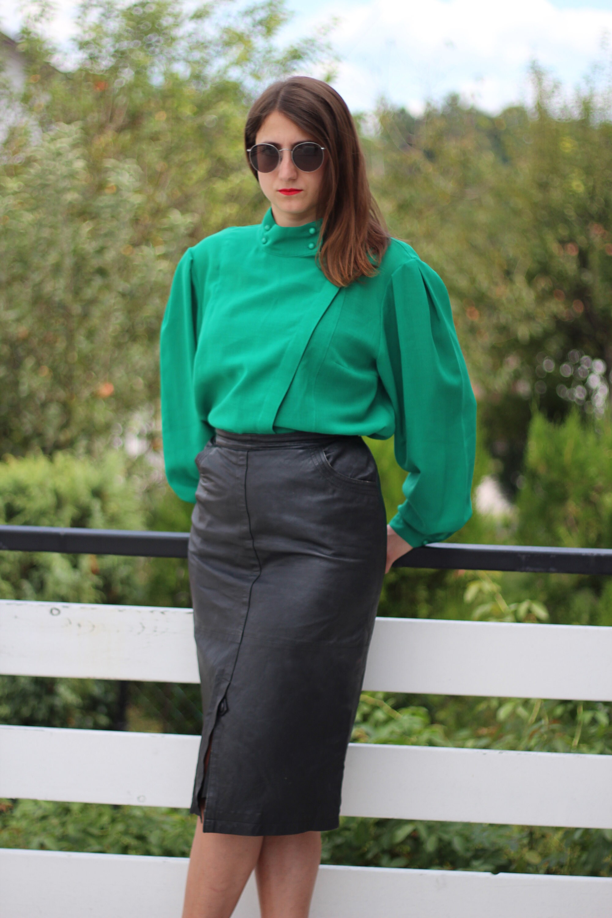 Vintage high waist black leather pencil skirt Soft genuine Etsy