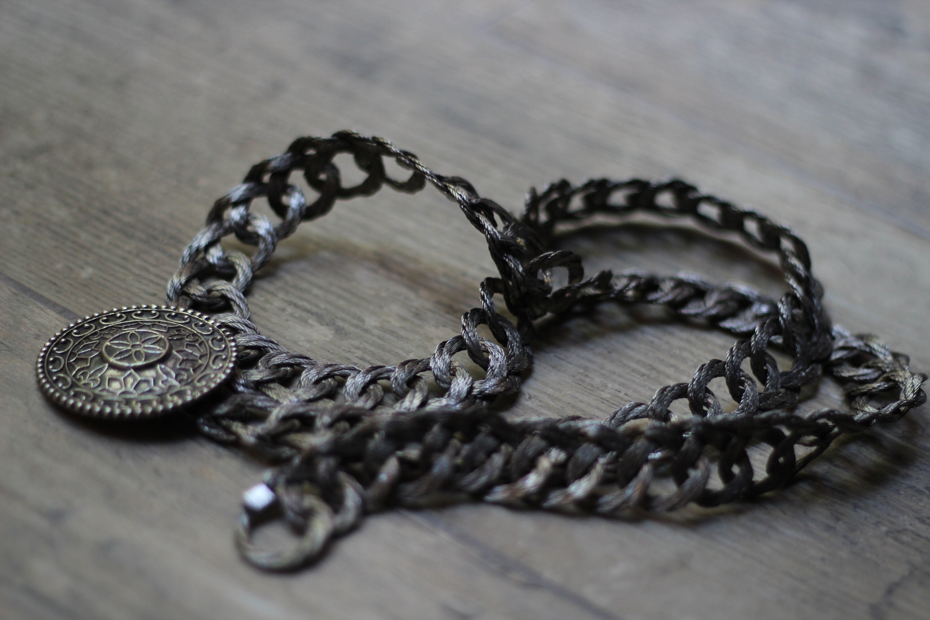★FLARE UP★ Braided Handmade Chain Belt FL732White Vintage Metallic Braided Belt 60s Woven Metal Statement