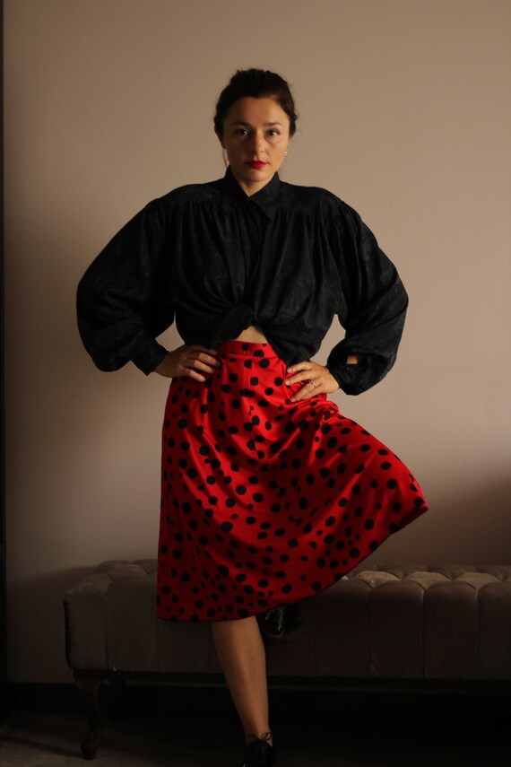 Vintage 1970s does 40s Abstract print Swing Skirt