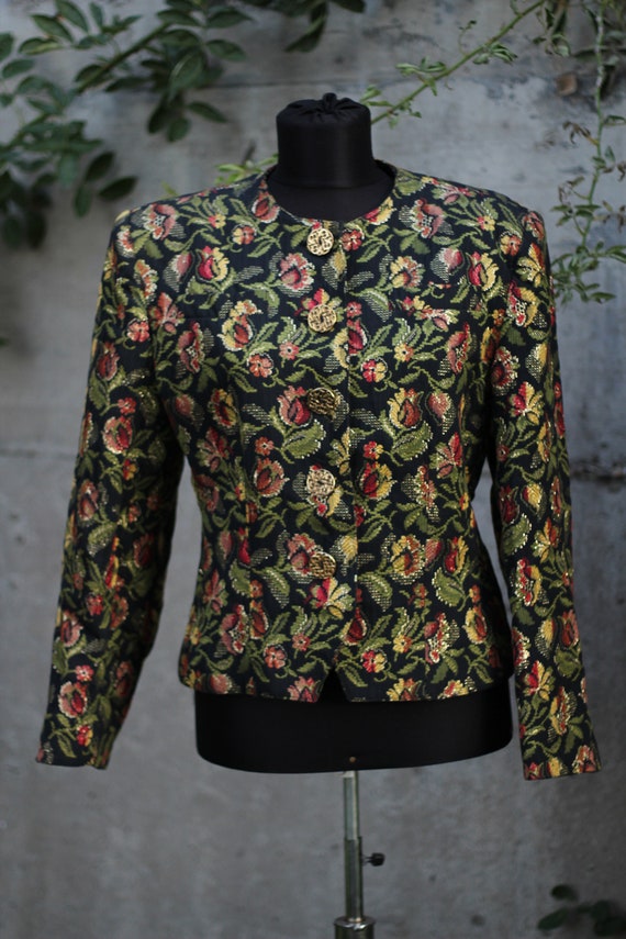 90s floral tapestry blazer Guy Laroche Boutique P… - image 6