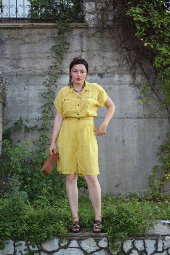 Vintage Green Cargo Romper Silk 
