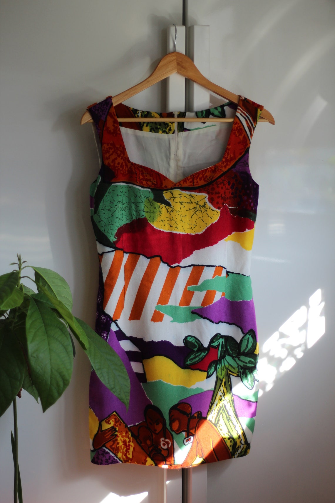 Vintage 90s BYBLOS mini dress Exotic print Size Small