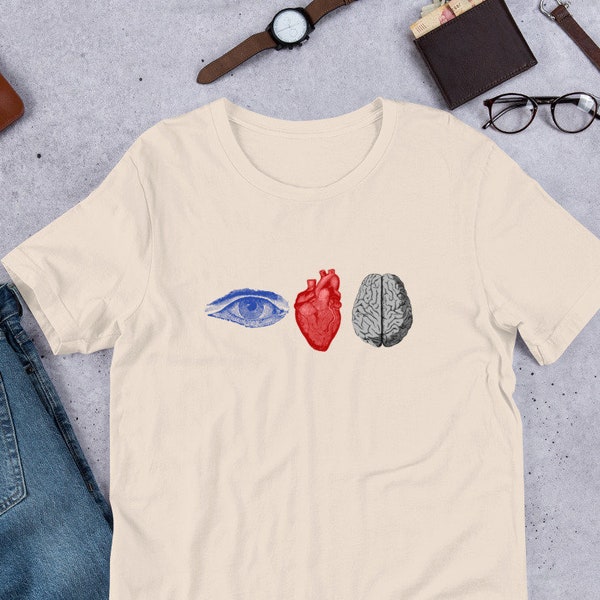 Eye Heart Brains T Shirt | I Love Brains Science Teacher Gift | Psychology Gift | Neurology | Neuroscience | Biology Professor | Doctor Tee