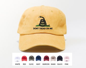 Dont Tread On Me Embroidered Hat, Personalized Hat, Gifts for Women, Custom Embroidered Dad Hat, Handmade Gift, Gifts for Men, Free Shipping