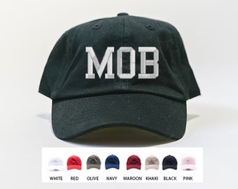 MOB Custom Embroidered Aviator Hat, Personalized Airport Code Dad Hat, Varsity Letter Dad Hat, Airport Code Monogrammed Hat, Free Shipping