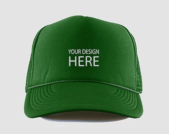 Hunter Green Trucker Hat / Hunter on Hunter Mesh Hat / Custom Embroidered Caps / Machine Embroidered Hat / FREE SHIPPING